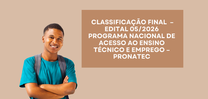 Divulgação do Resultado Final: Edital PRONATEC № 05/2026